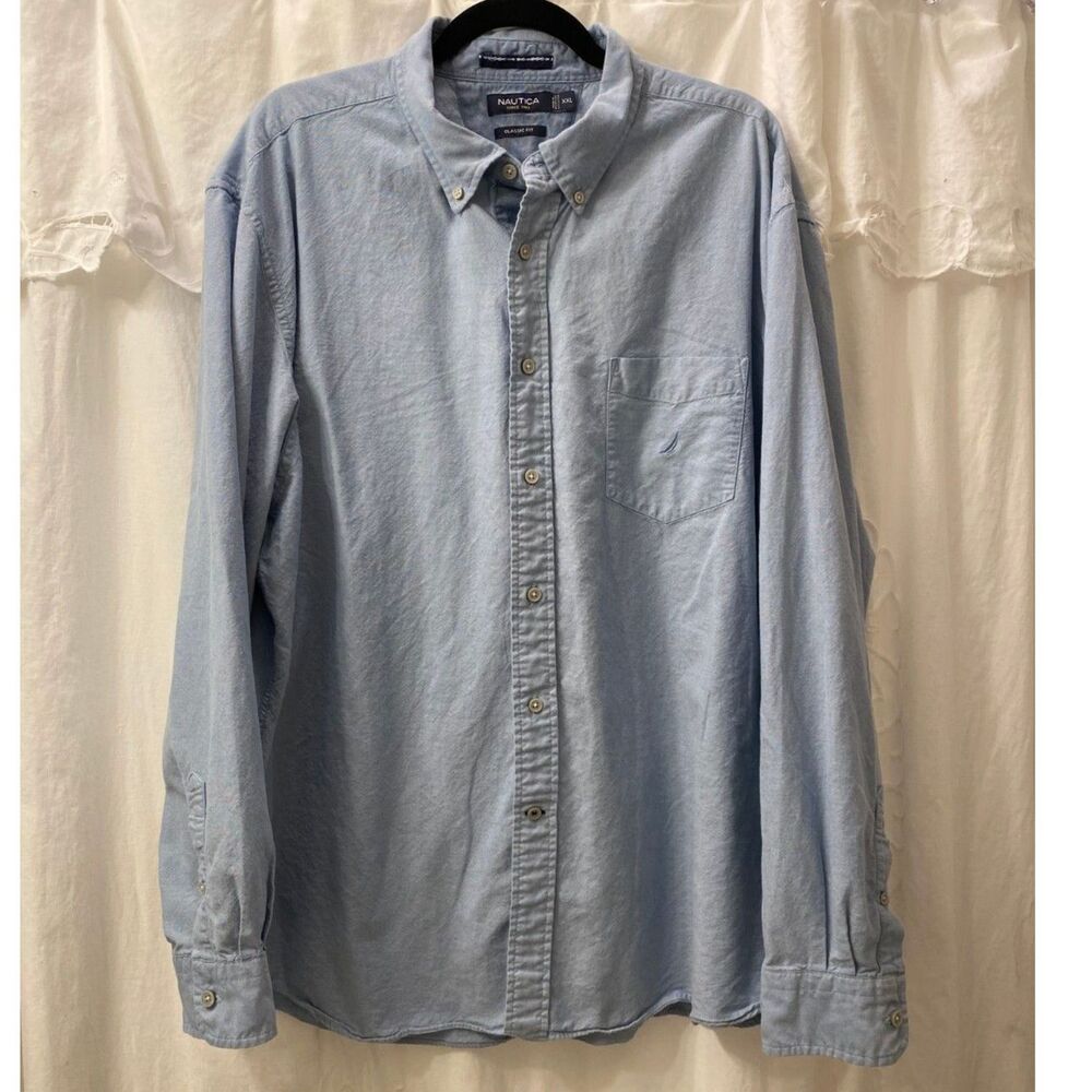 Nautica Long Sleeve Button down cotton shirt Men Size XXL